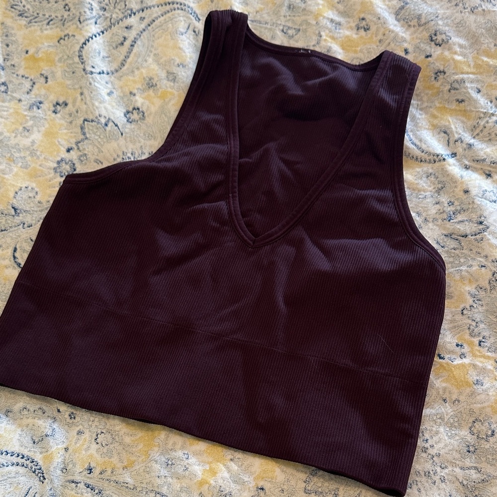 Athleta Aurora Cropped ribbed tank Burgundy/ Garnet